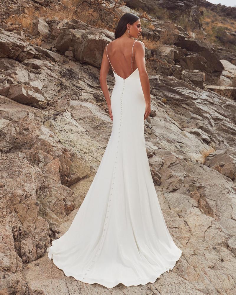 Lp2427 sexy simple wedding dress with a slit and spaghetti straps2